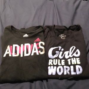 Girls shirts adidas and Nike size med